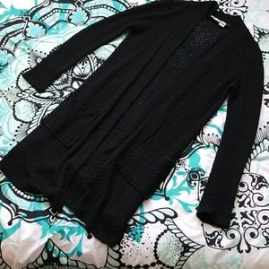 Black Open Cardigan with Pockets